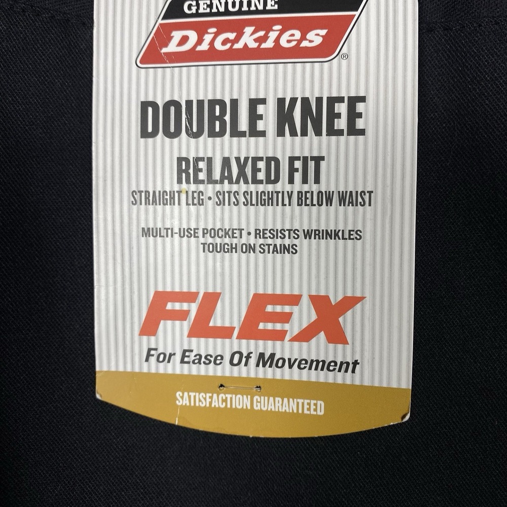 NWT Dickies 44X30 Men's Relaxed Fit Straight Leg Double Knee Flex Black Pants - Picture 5 of 6